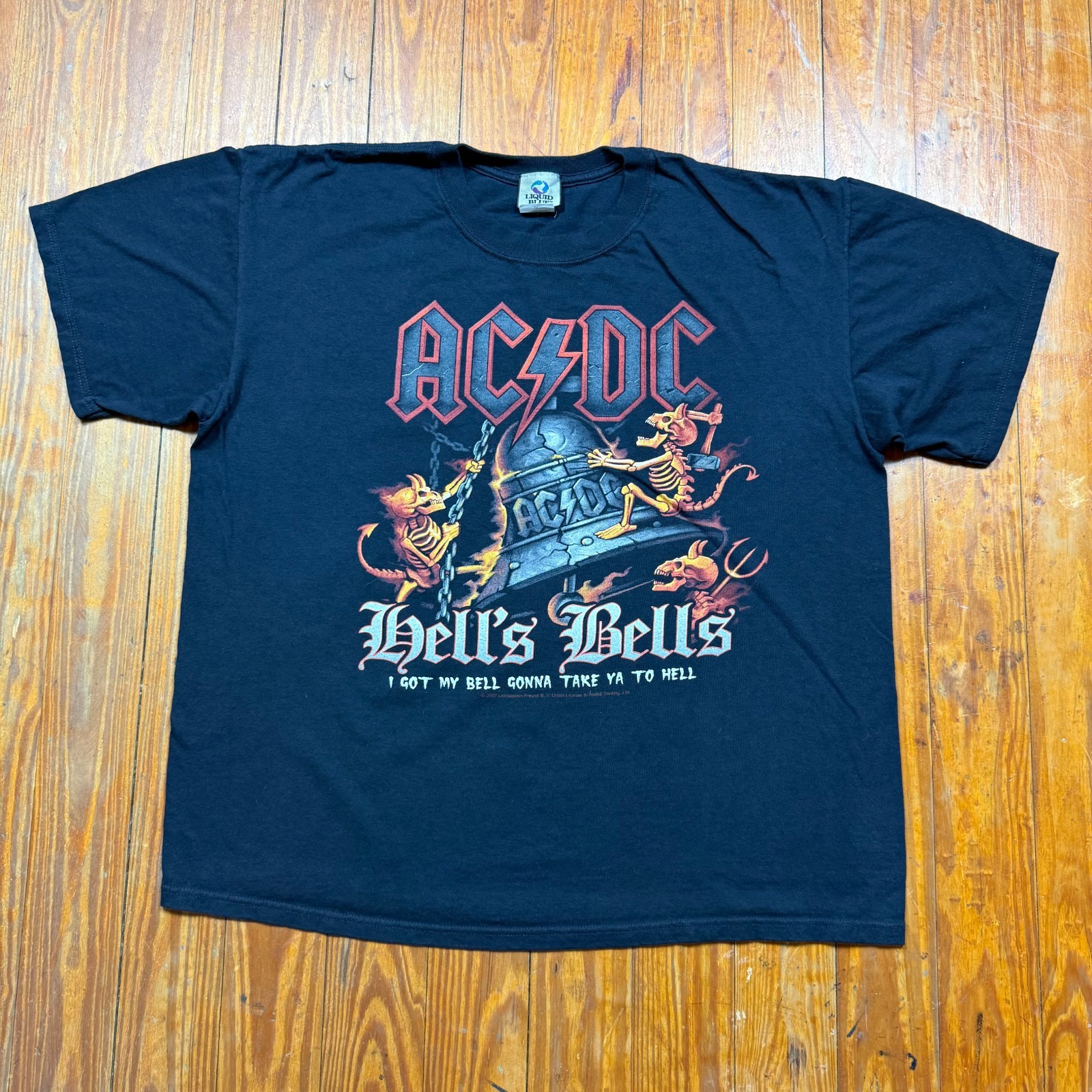Vintage ACDC Shirt Mens Size XL Black Liquid Blue Hell’s Bells 2007