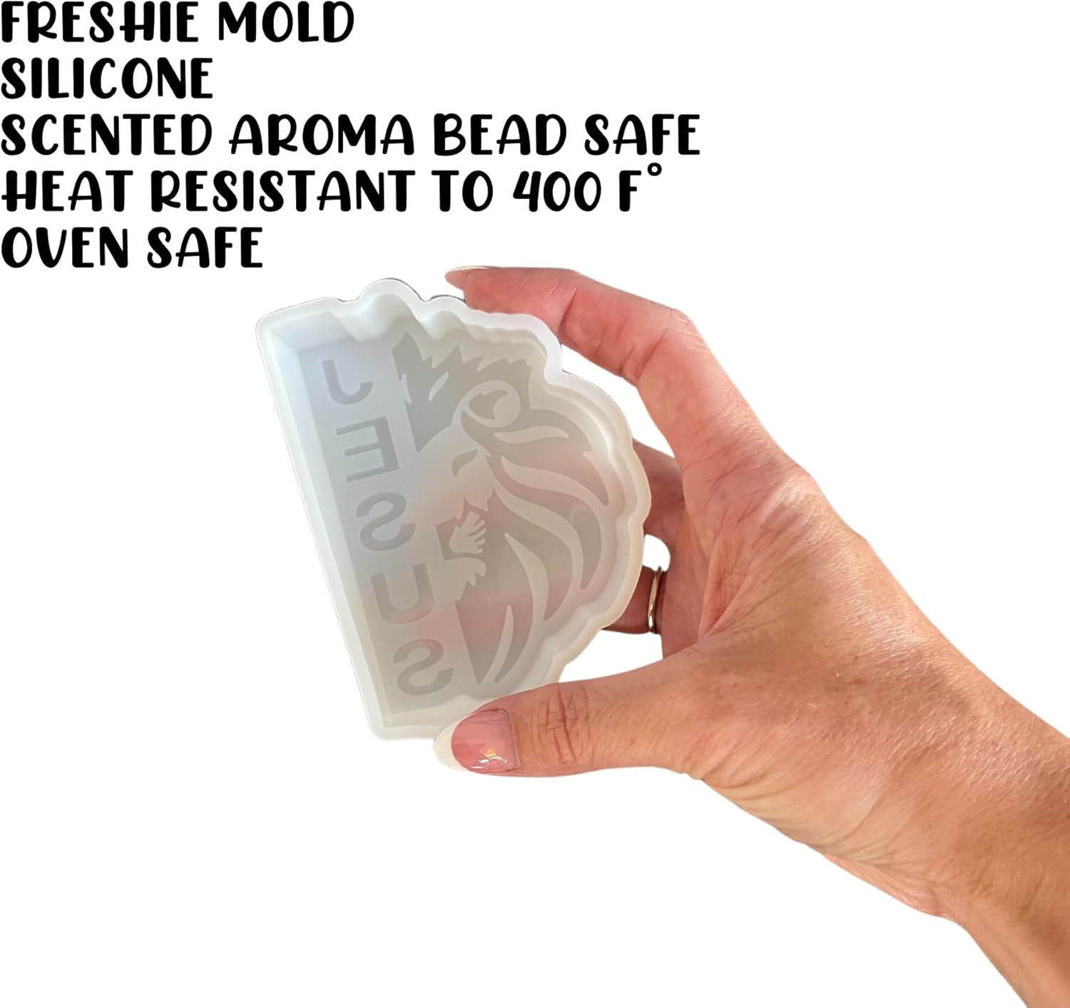Jesus of Judah Lion Silicone Freshie Mold 4.2X3X0.8” Christian Cross Religious f gallery