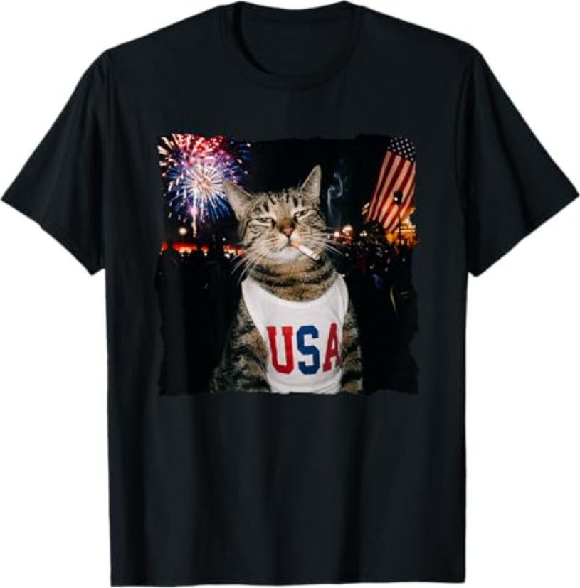 Patriotic Smoking cat T-Shirt