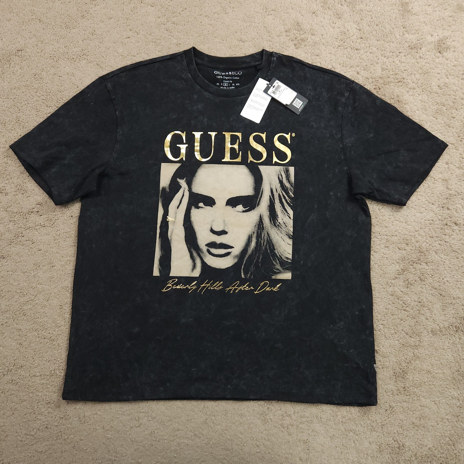 GUESS Relaxed Fit Short Sleeve Model Print T-Shirt Men's Medium After Dark Black gallery