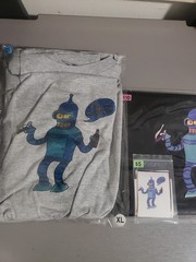Futurama- Bender Graphic Design T-Shirt, Bookbag And Stickers