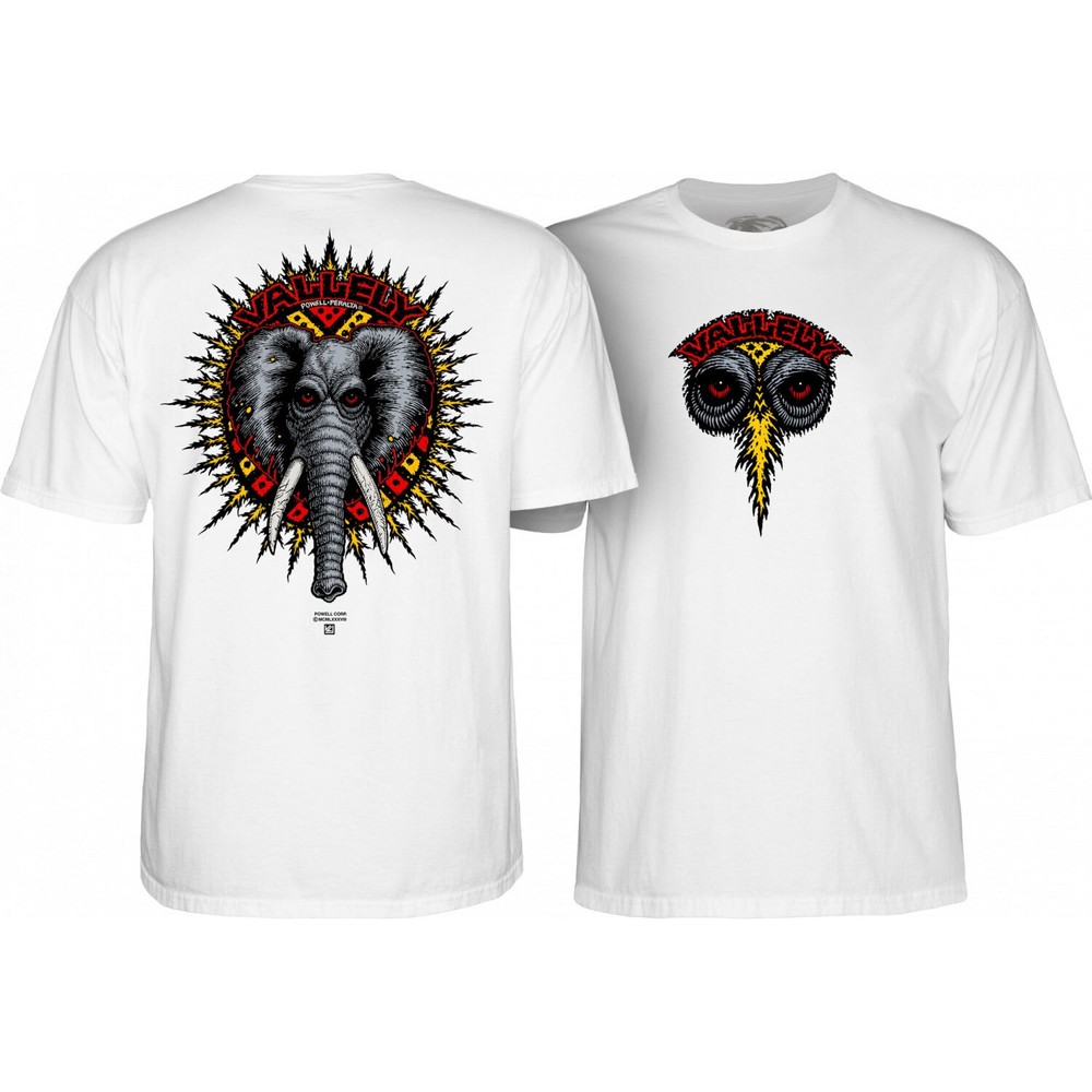 Powell Peralta Skateboard Shirt Mike Vallely Elephant White