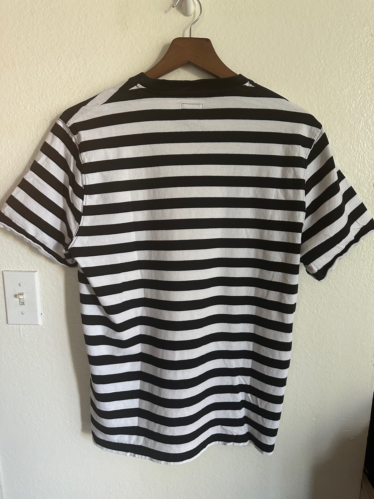 Noah NYC Floral Cross Stitch Embroidered N Striped T Shirt Black White Men M gallery