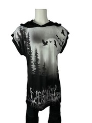 Widow by Lip Service Goth Cult Occult Shaman Ritual Hood Long T Shirt