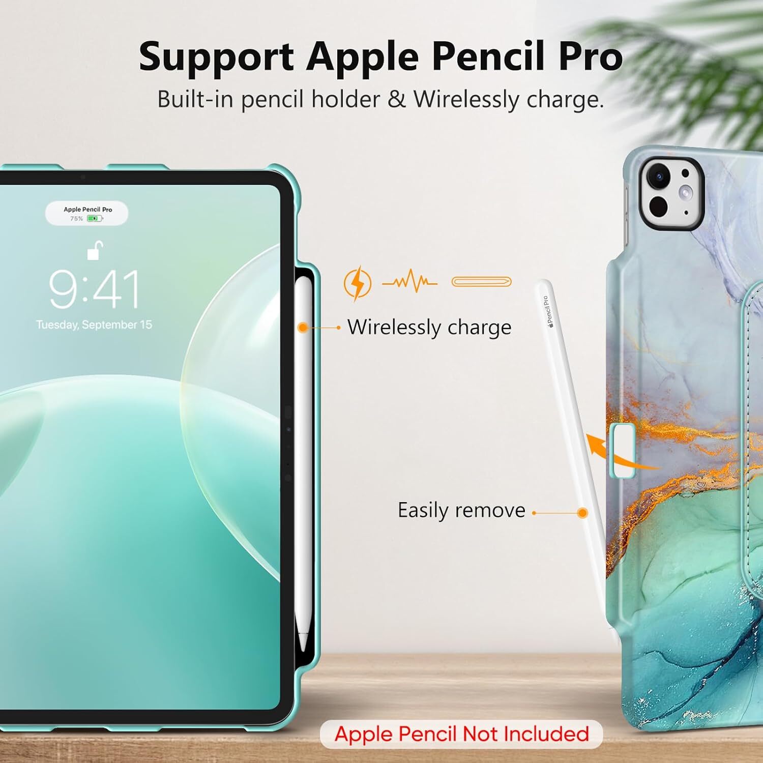  Rotating Case for iPad Pro 13-inch (M4) 2024 with Pencil Holder  Stand Cover