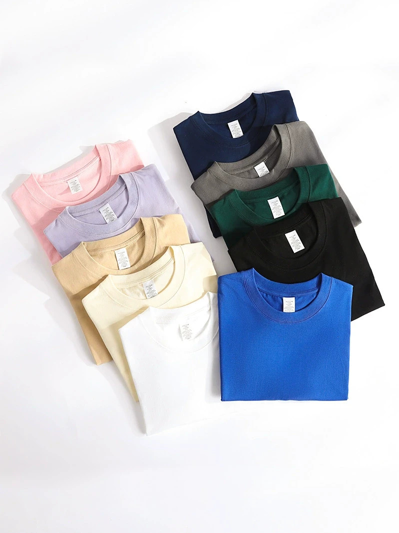 Pure cotton short-sleeved round-neck loose solid-color T-shirt, 3 pack / 5 pack