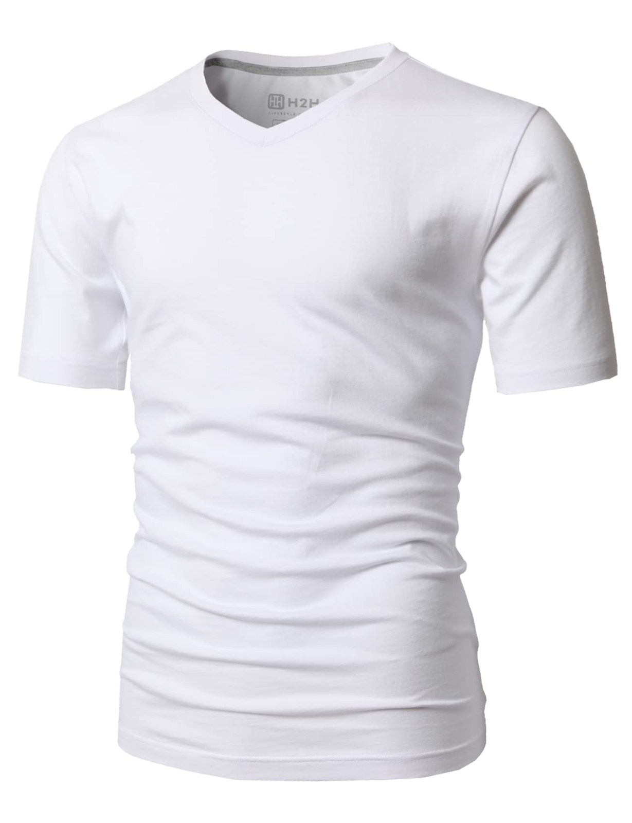 Mens Daily Basic V Neck Short Sleeve T-Shirts with Cotton Blended Fabric WHIT... gallery
