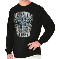 Affliction Forever Blessed Cross With Wings Long Sleeve Tshirt for Men or Women