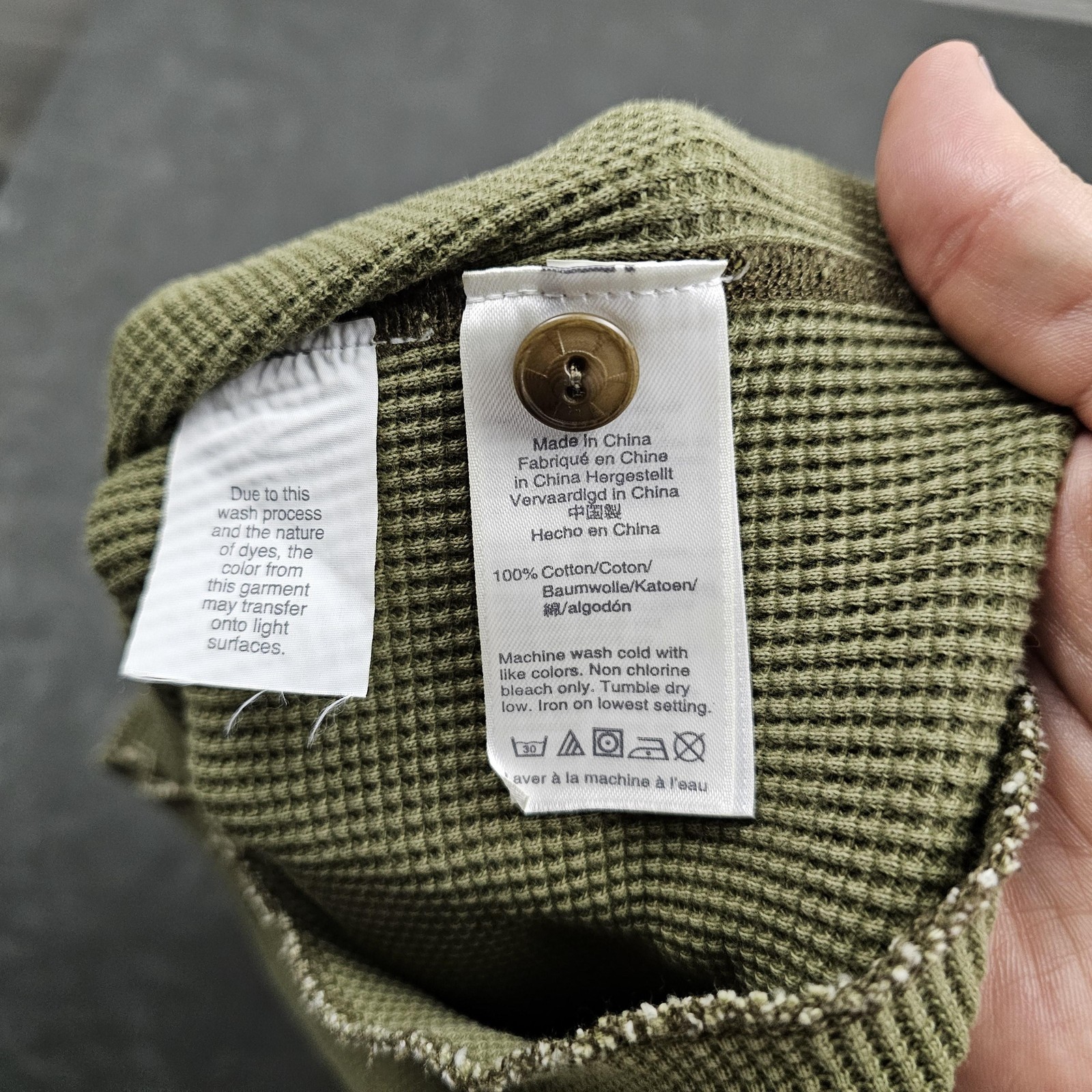 Wallace & Barnes Shirt Mens XS Green Henley Long Sleeve Waffle Thermal Knit gallery
