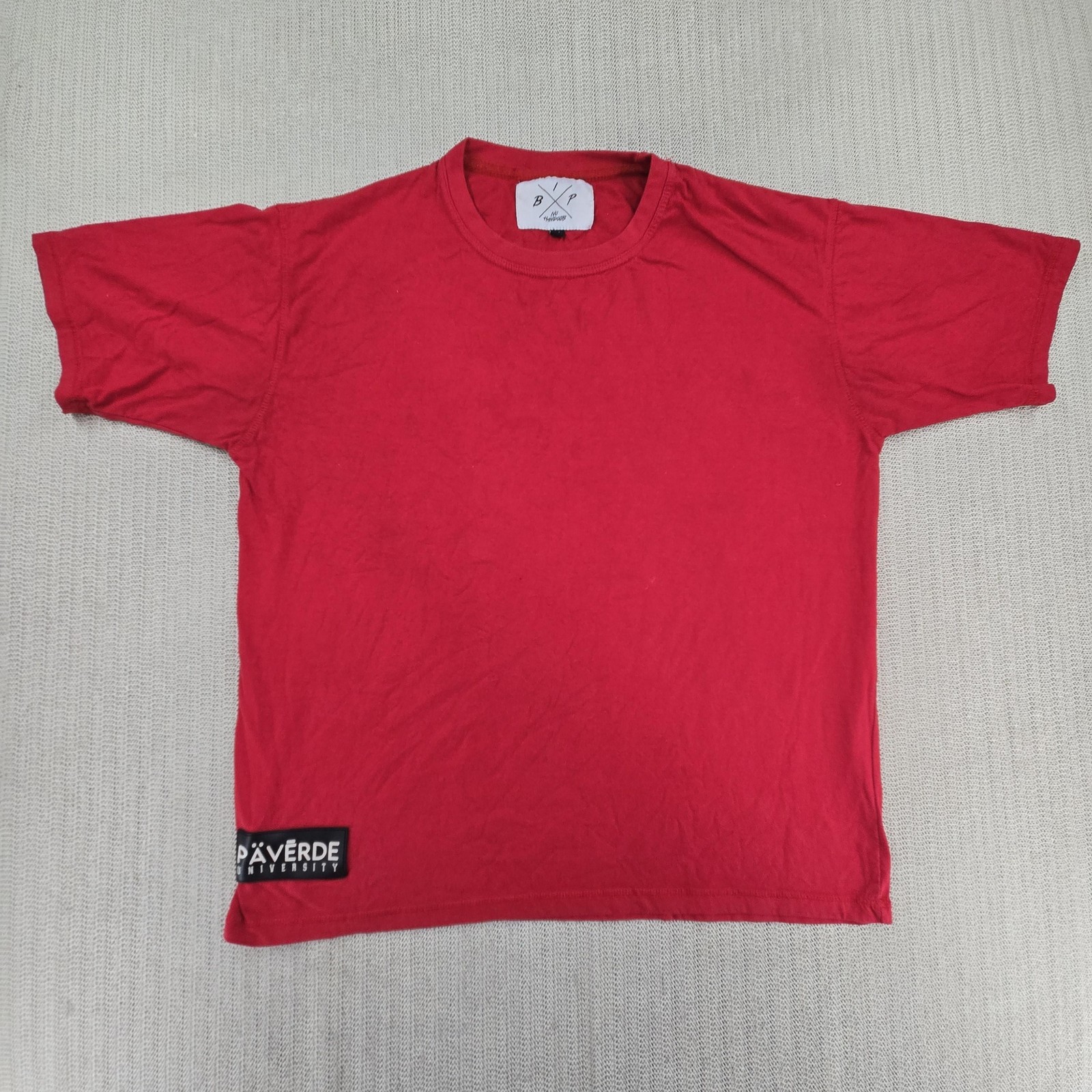 No Handouts Shirt Mens XL Red Paverde University Crest Patch Graphic Logo Tee gallery
