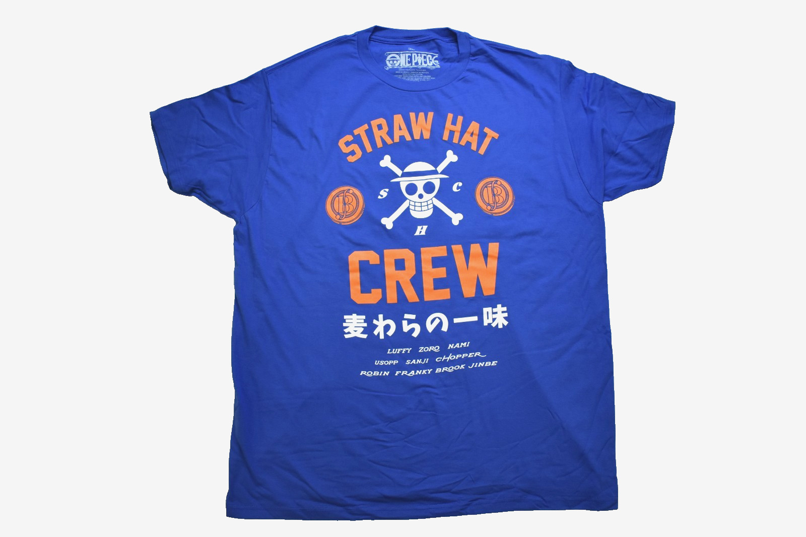 One Piece Skull Logo Straw Hat Crew Mens Blue Shirt New Small gallery