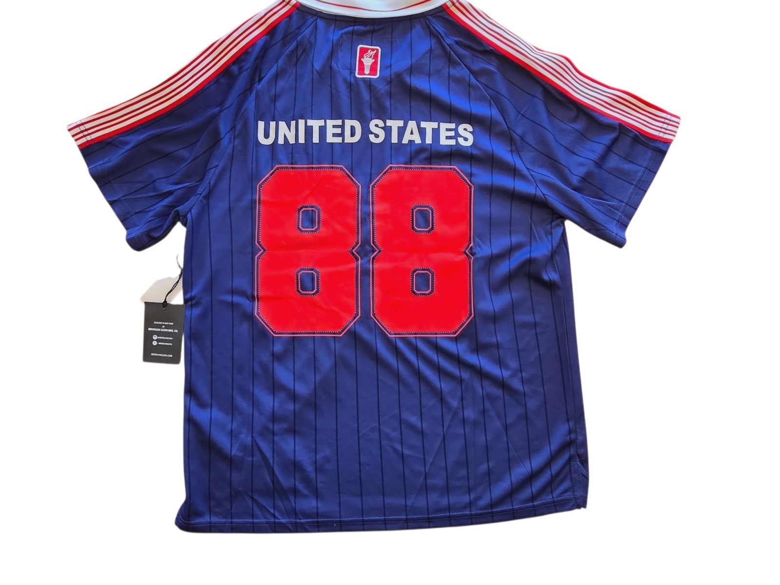NWT Brooklyn Cloth USA Soccer Jersey Men's L, Retro Pinstripe Collar Shirt gallery