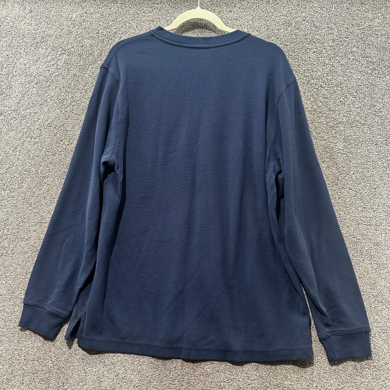 LL Bean Waffle Knit Thermal Long Sleeve Shirt Men M Traditional Fit Blue Casual gallery