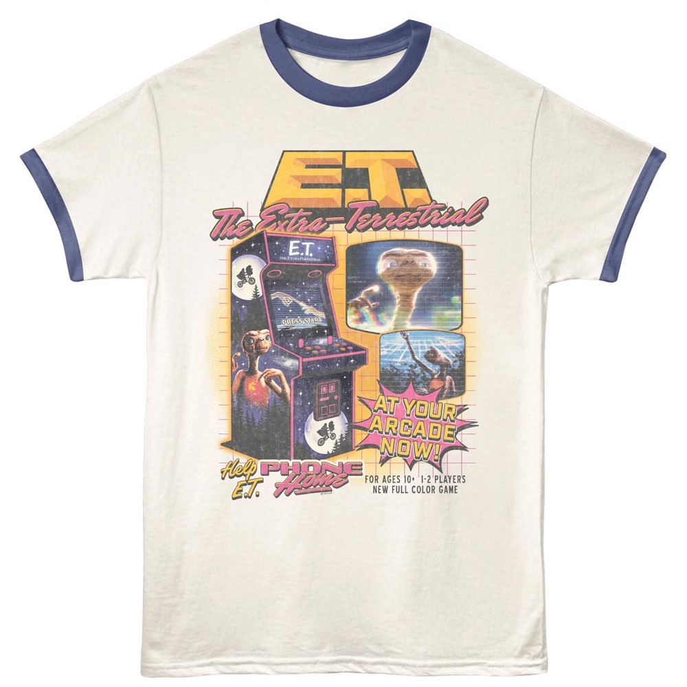 E.T. Movie Ringer T-Shirt Mens VINTAGE AT YOUR ARCADE Vintage White / India Ink gallery