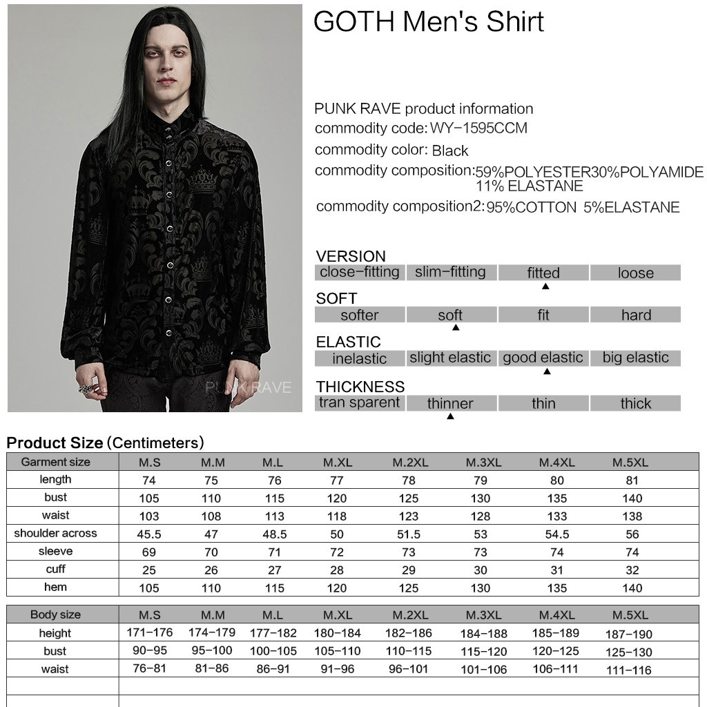Punk Rave Goth Men's shirt WY-1595CCM-BK gallery