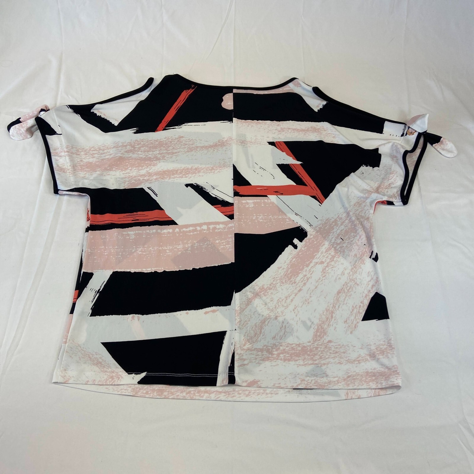 Ivanka Trump Cold Shoulder Style T Shirt Tie Detail Black White Pink Design gallery