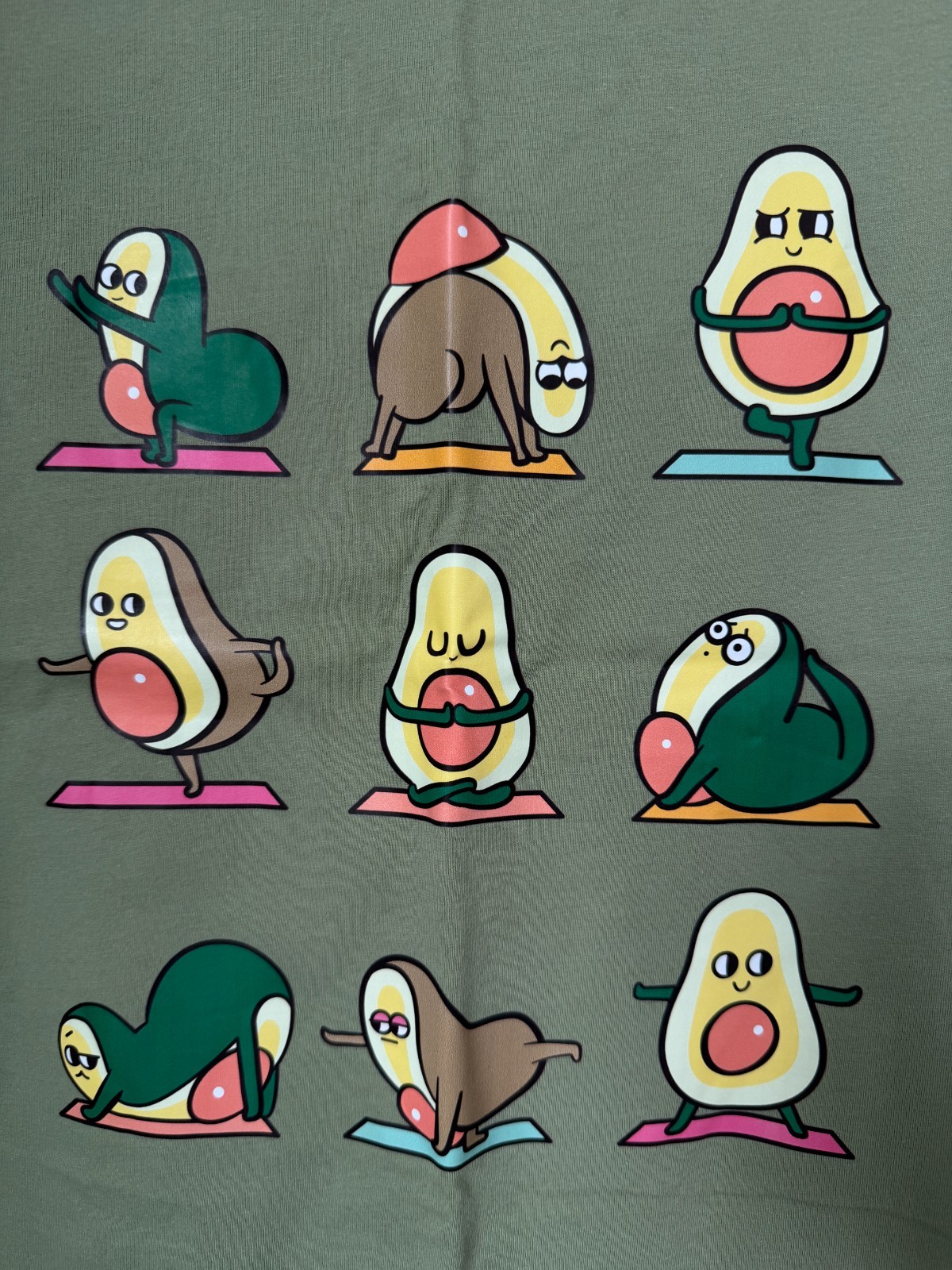 Women’s Olive Green Avocado Yoga Graphic T-Shirt Crew Neck Short Sleeve Tee gallery