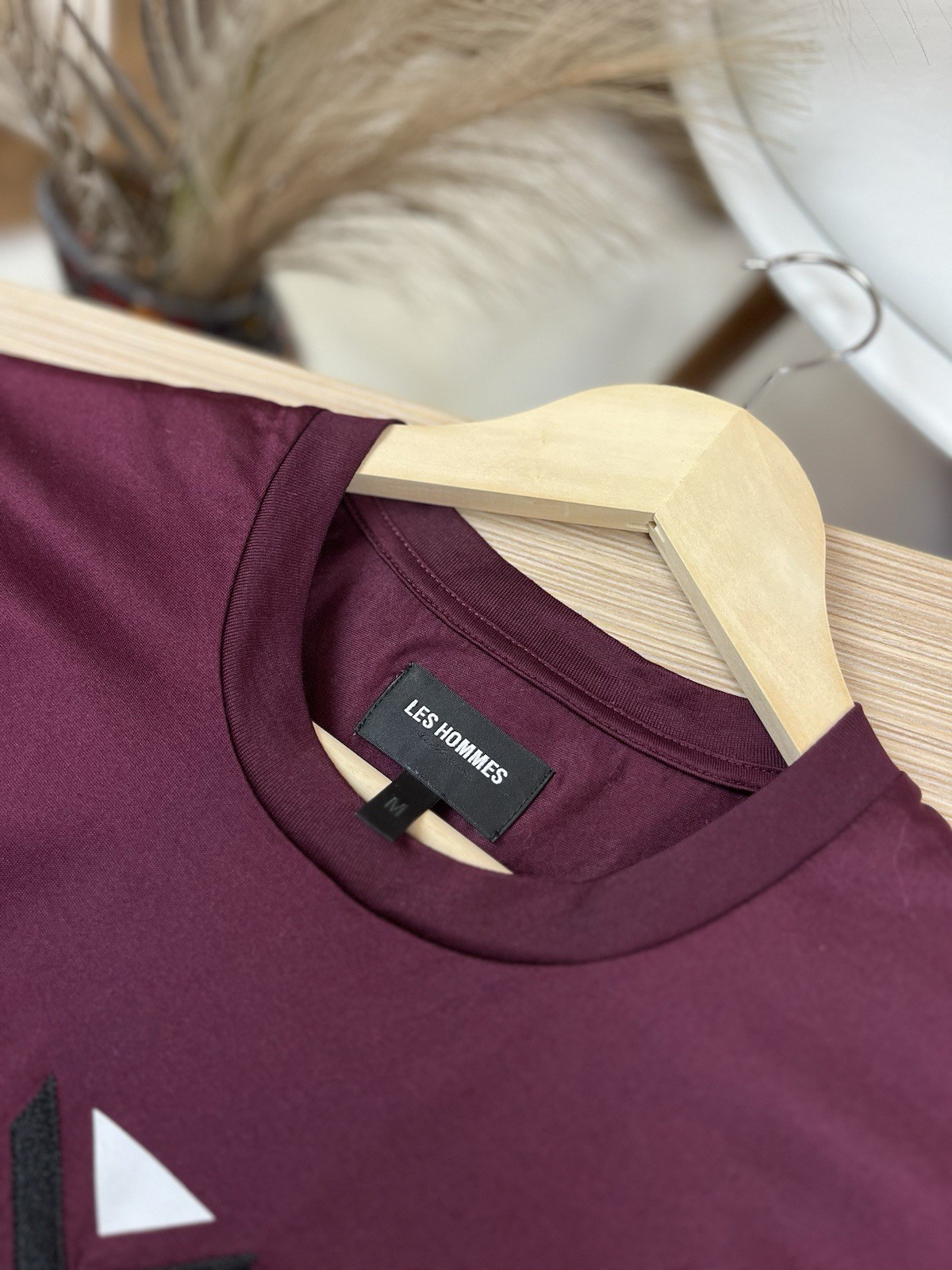 Les Hommes Notte Vandebosch Maroon T Shirt M Short Sleeve LH Geometric Tee gallery