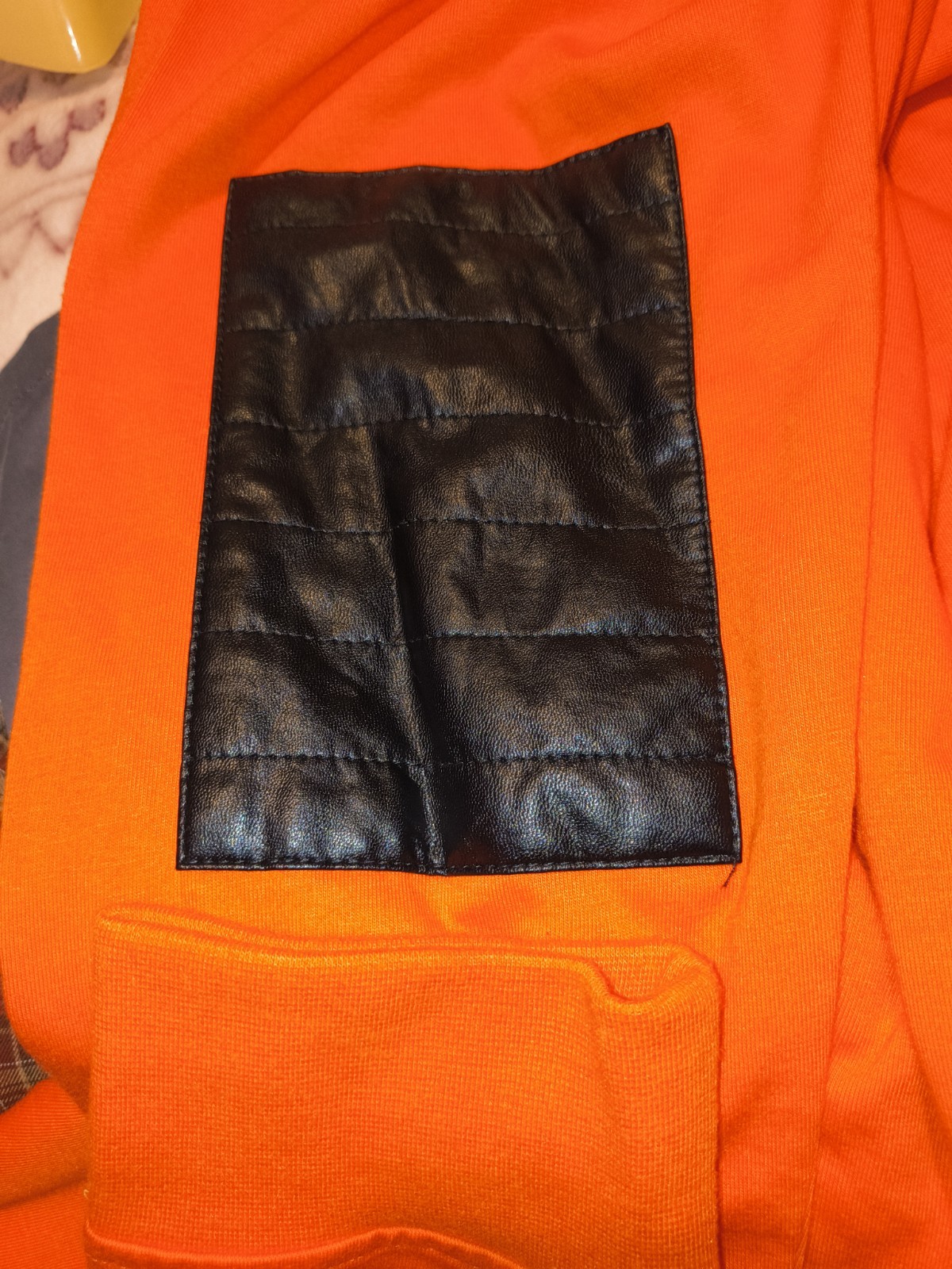 ​Men's Sean John Long Sleeve Henley Shirt - Orange/Black Quilted Accents - SzXL gallery