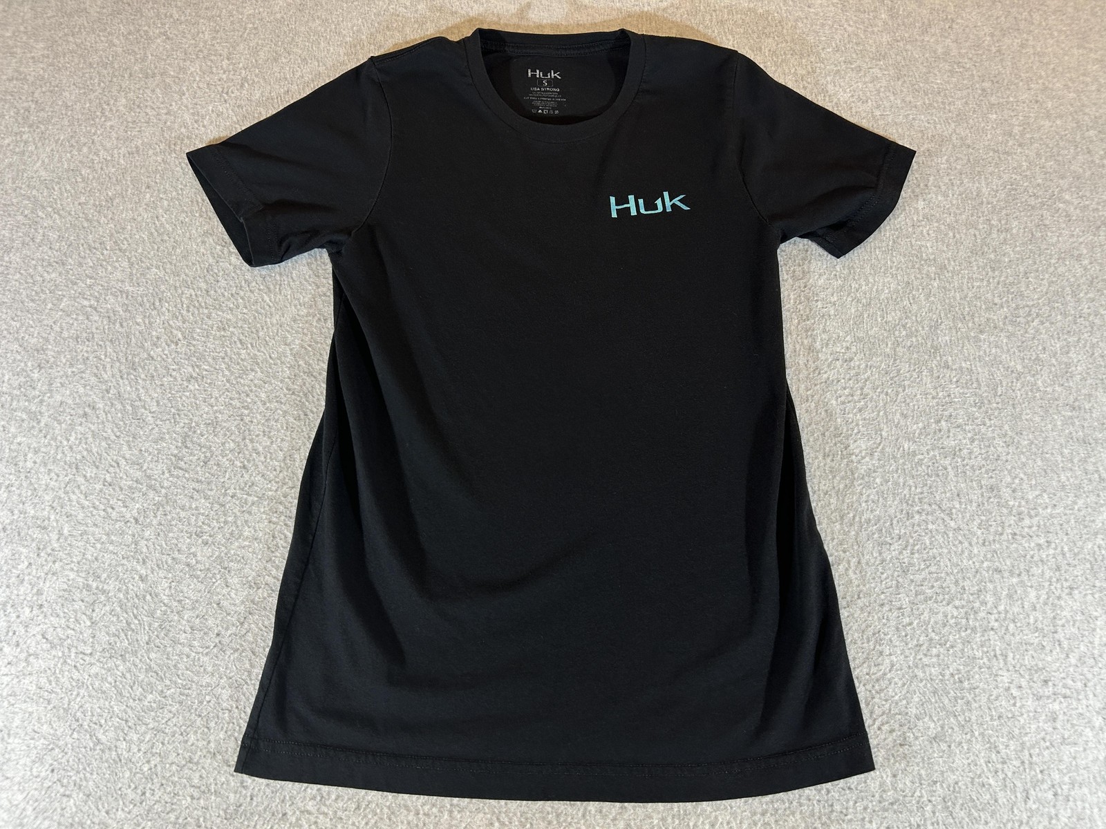Huk Shirt Mens Small Black Performance Fishing Marlin Logo Graphic Tee Stretch gallery