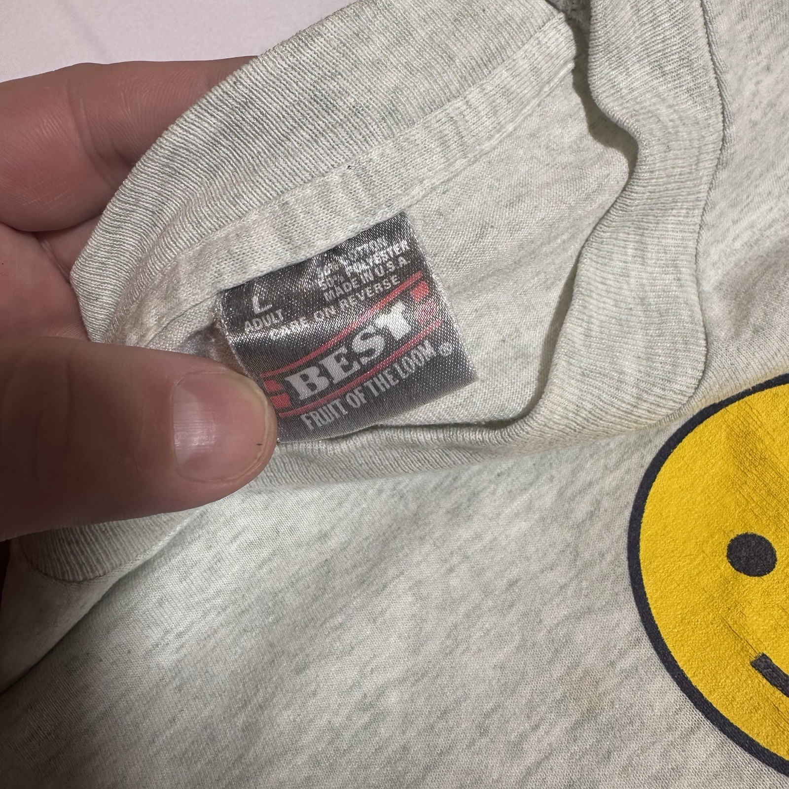 Best Tag VTG Graphic TEE, 50/50, USA, Smiley, Gray, Male/Female, Large gallery