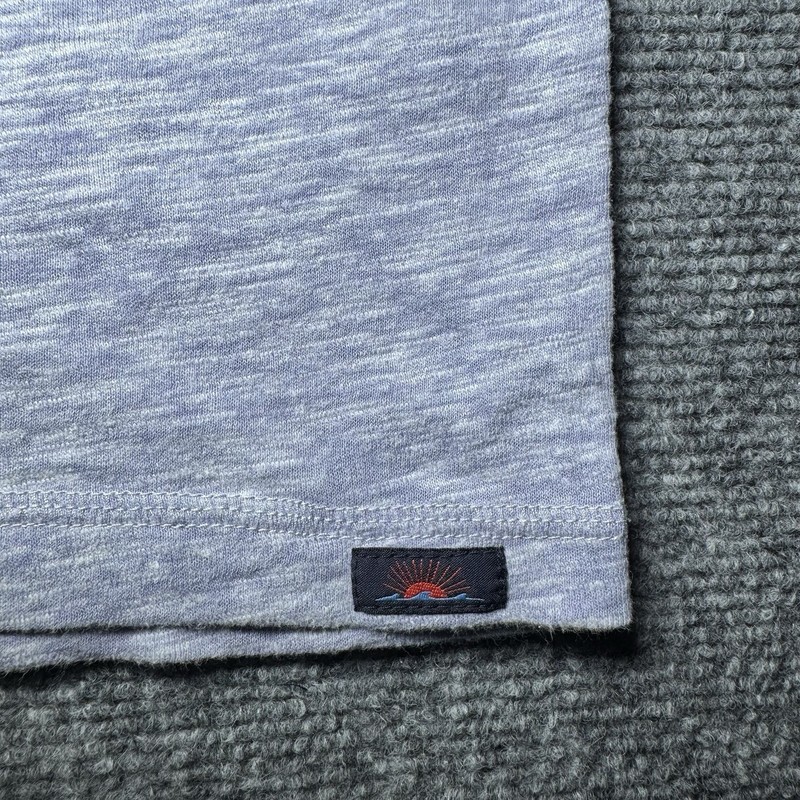 Faherty Blue Heather Dyed Cotton Blend Short Sleeve Henley Shirt Men Small gallery