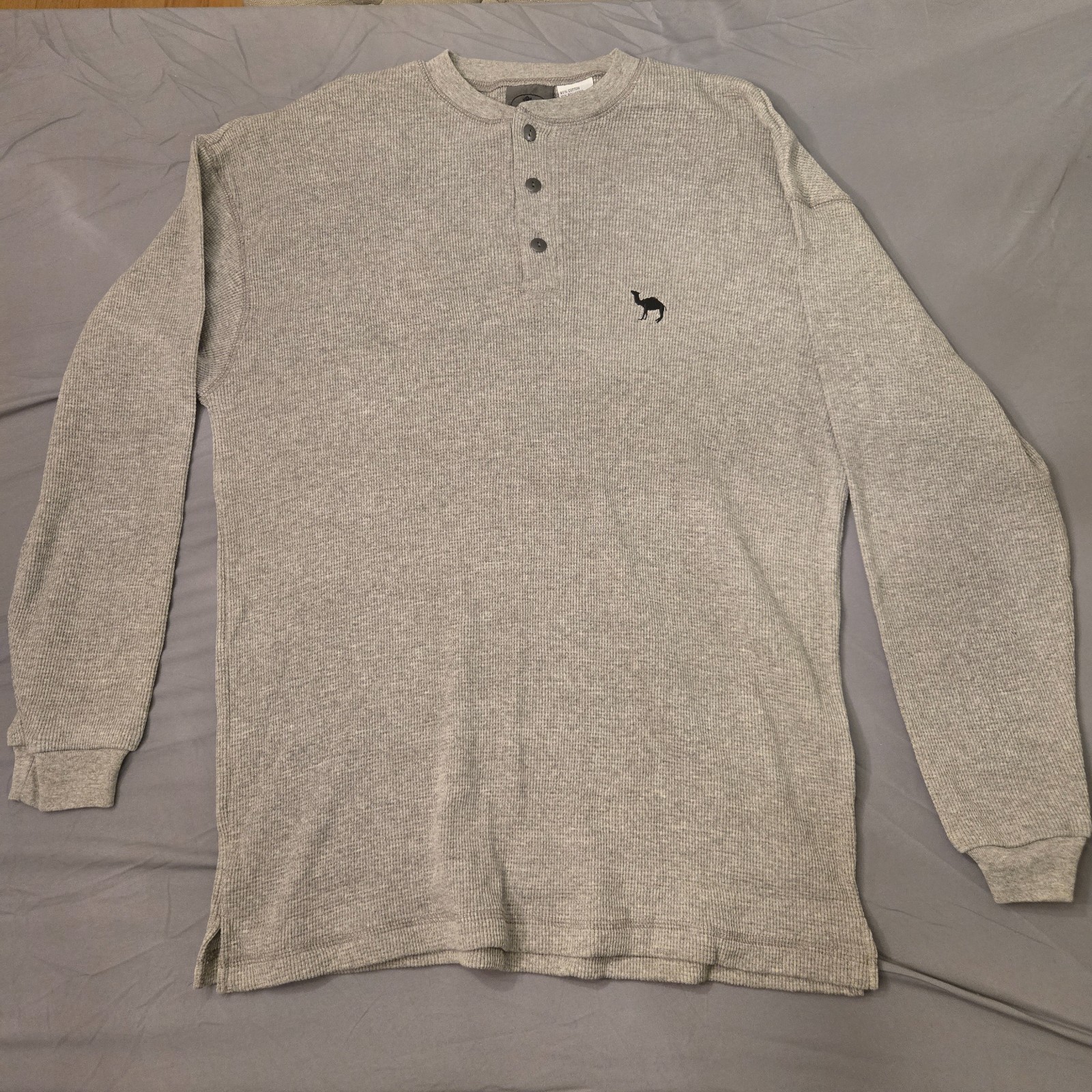 Vtg 1996 Camel Cigarettes Gray Waffle Thermal Henley L/S Shirt Men’s L