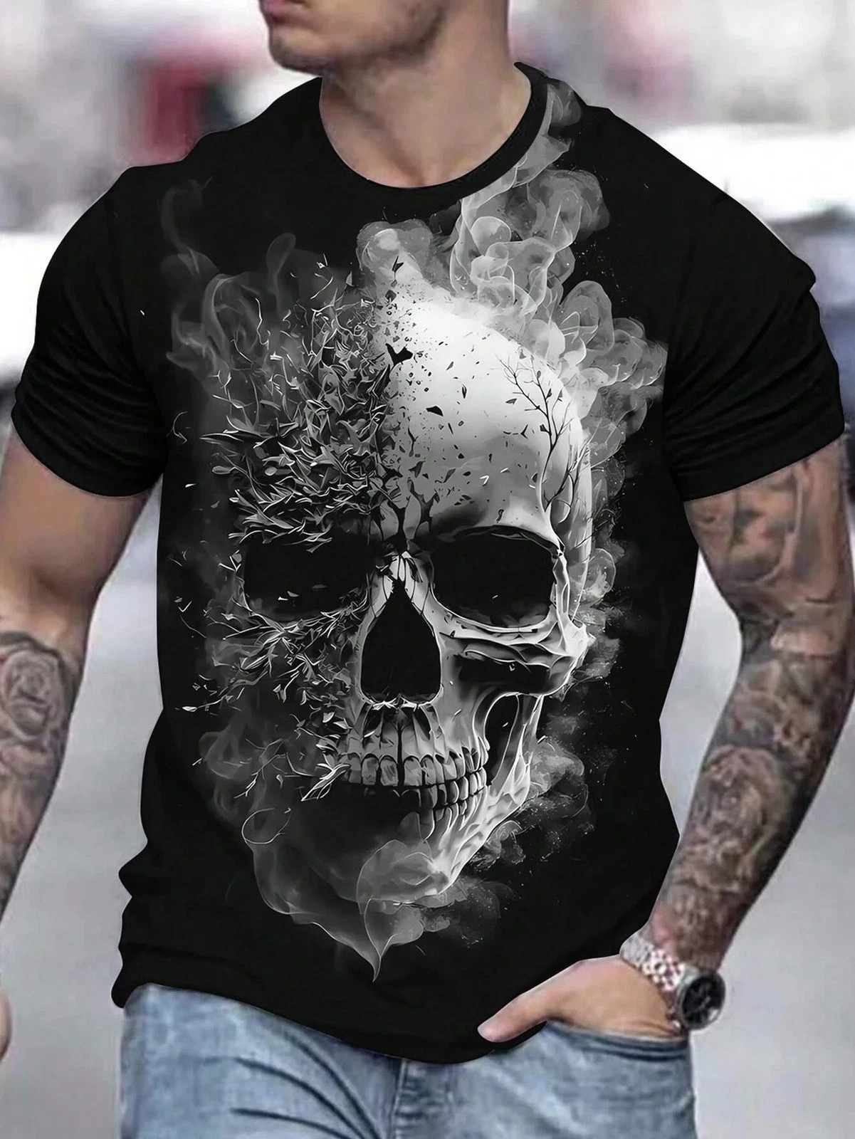 Summer Men's Skull Graphics 3D Printed Tshirt Short Sleeved T-Shirt For Men gallery
