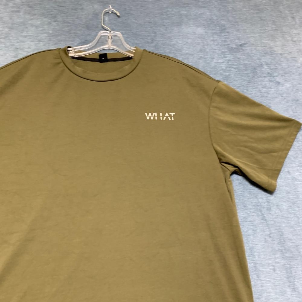 Manfinity WHAT Tee Shirt Mens Large Olive Green Summer Trendy Everyday Wear gallery