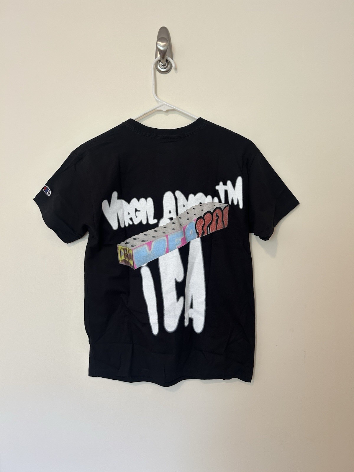 NWT Virgil Abloh Off-White x Champion Limited Edition Black Graphic T-Shirt gallery