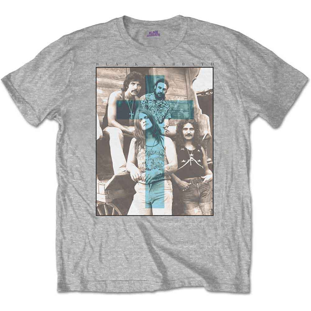 Black Sabbath ‘Blue Cross’ Gray T shirt – NEW