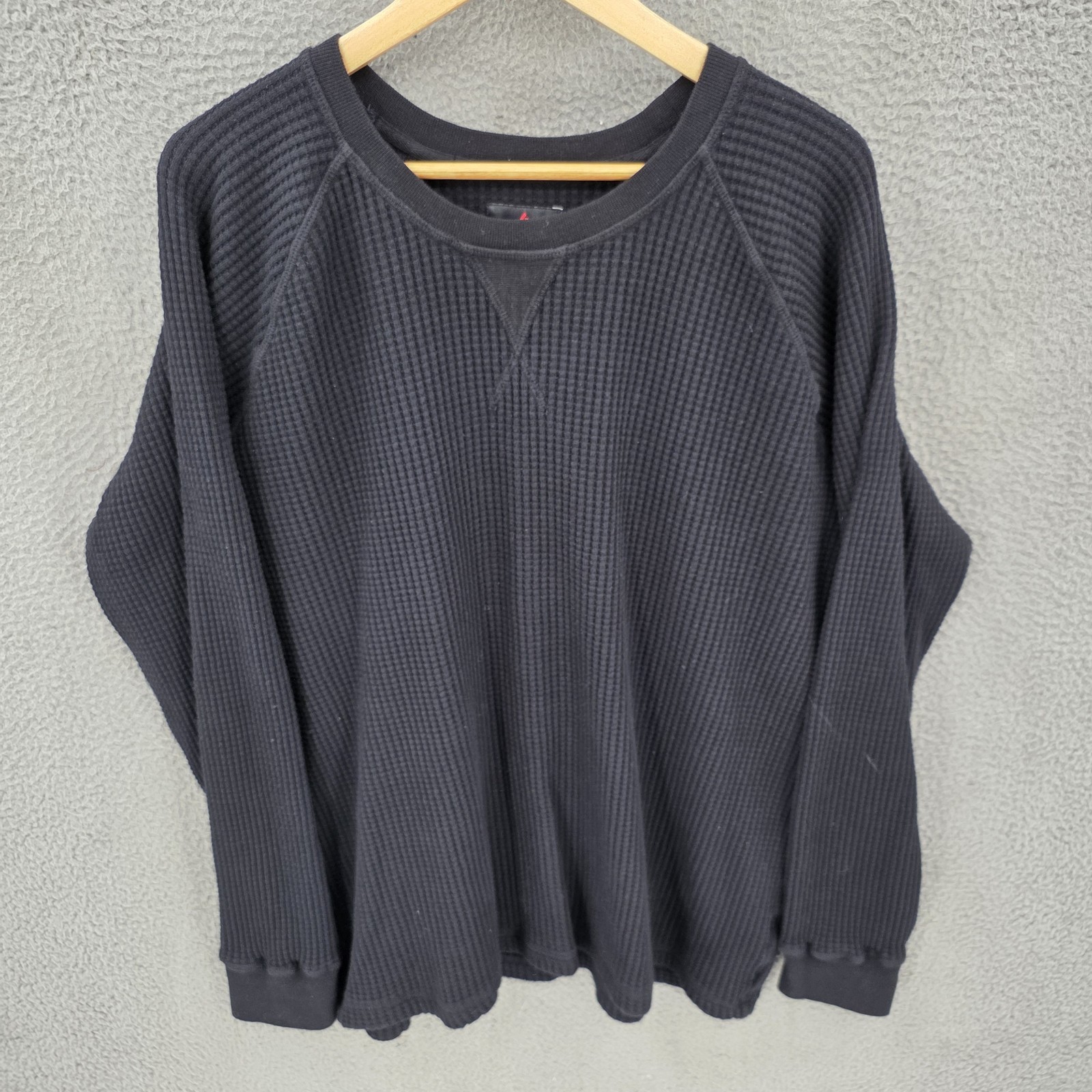 American Giant Shirt Mens XL Black Thermal Waffle Knit Crew Neck Heavyweight gallery