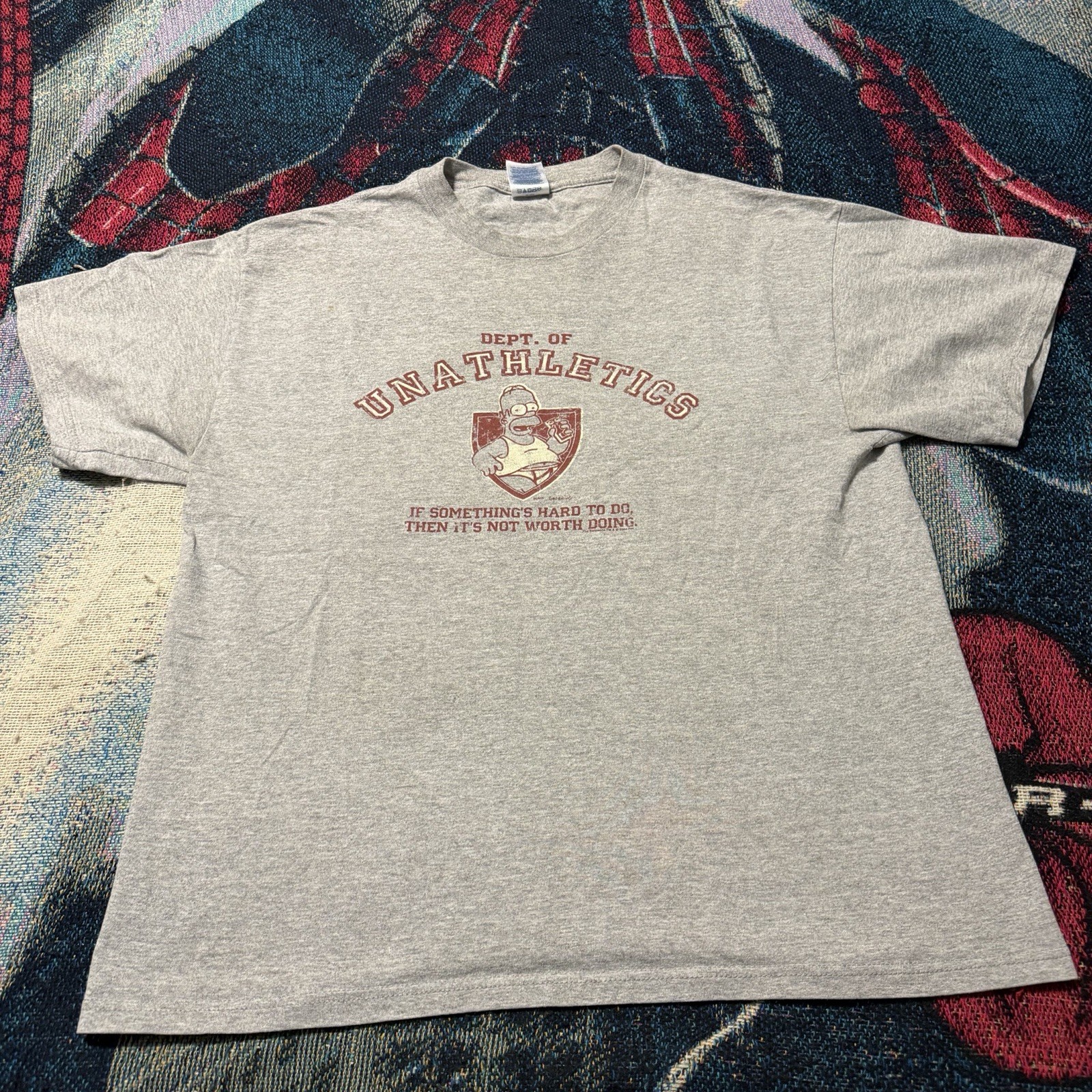 Vintage 2004 Simpsons Homer Department of Nonathletics Shirt Grey Men's L Funny gallery