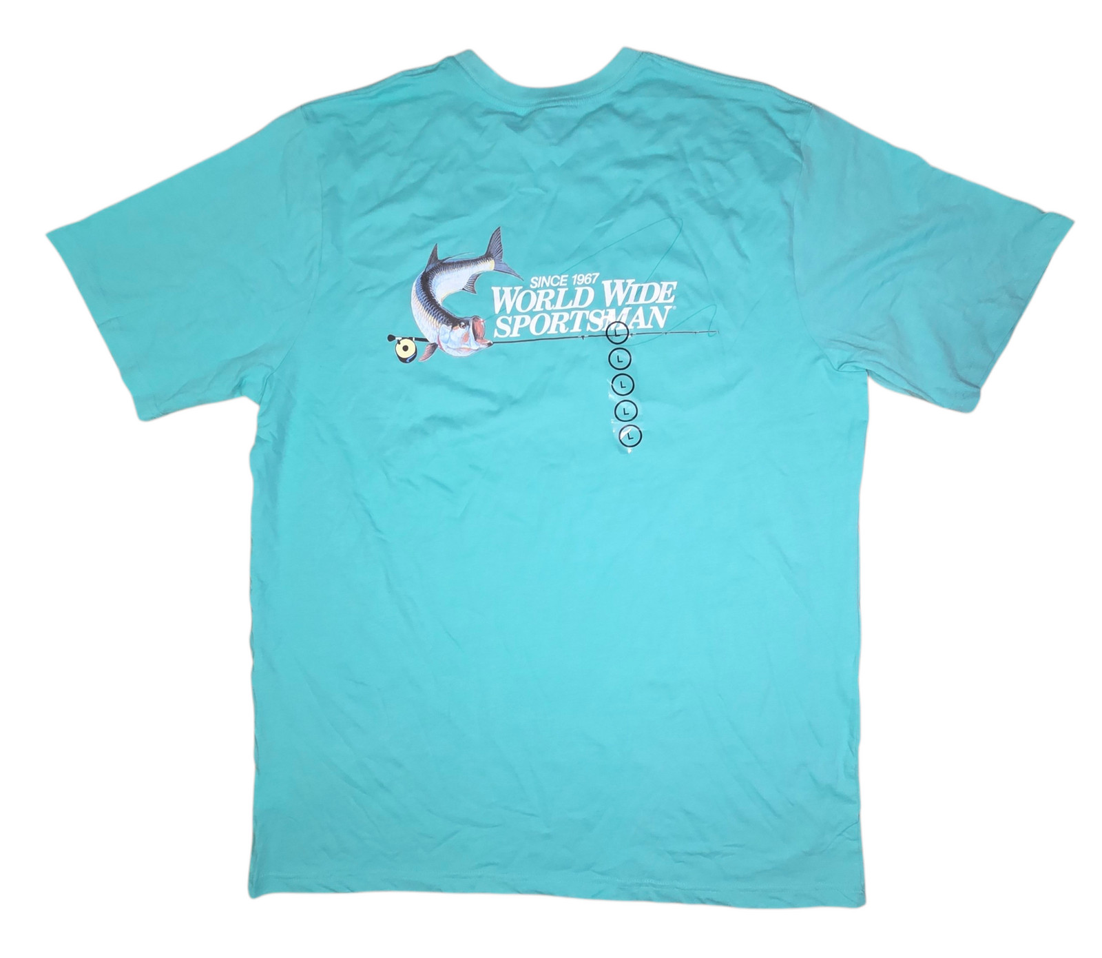 World Wide Sportsman Since 1967 Bass Teal Double Sided Pocket T-Shirt Large gallery