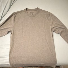 Fresh Clean Threads Men’s Beige Solid Tagless Crew Neck Long Sleeve Tee L