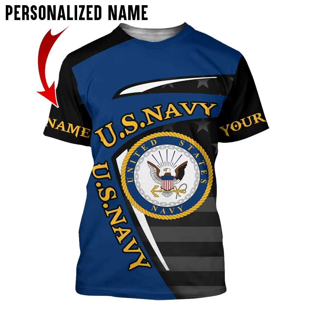 Custom Name US Military Navy Veteran All Over Printed 3D Shirt Full Size S-5XL gallery