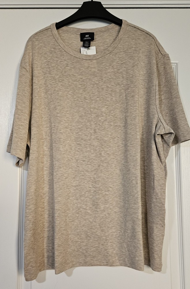 H&M Men Regular Fit Beige XL Short Sleeve T Shirt Wool Blend 2228 NWT