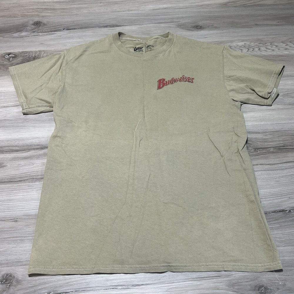 Brew City Budweiser Shirt Men’s Small Brown Short Sleeve Beer Drinking EUC