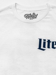 Miller Lite Beer Front and Back Print Mens T Shirt White