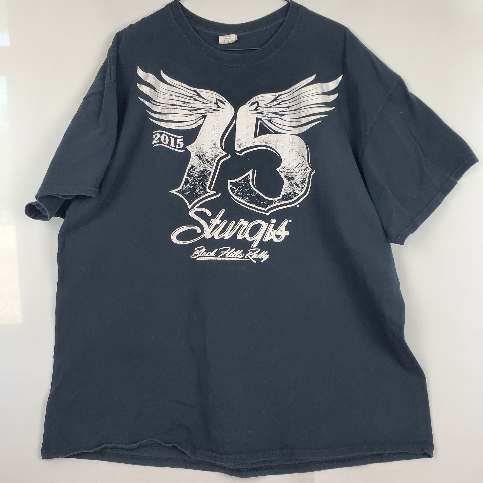 STURGIS 75TH ANNIVERSARY T SHIRT 2015 BLACK HILLS RALLY MOTORCYCLE WINGS 2XL gallery