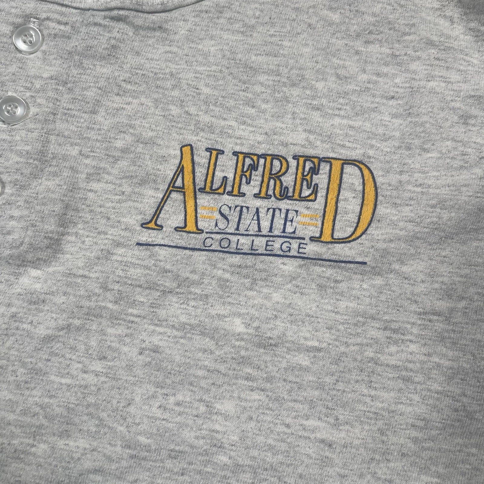 VTG 80's Alfred State College Henley Tee Mens L Raglan Artex Single Stitch NY gallery