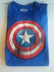 Marvel Captain America Shield Graphics T-Shirt Solid Blue Short Sleeve X Large