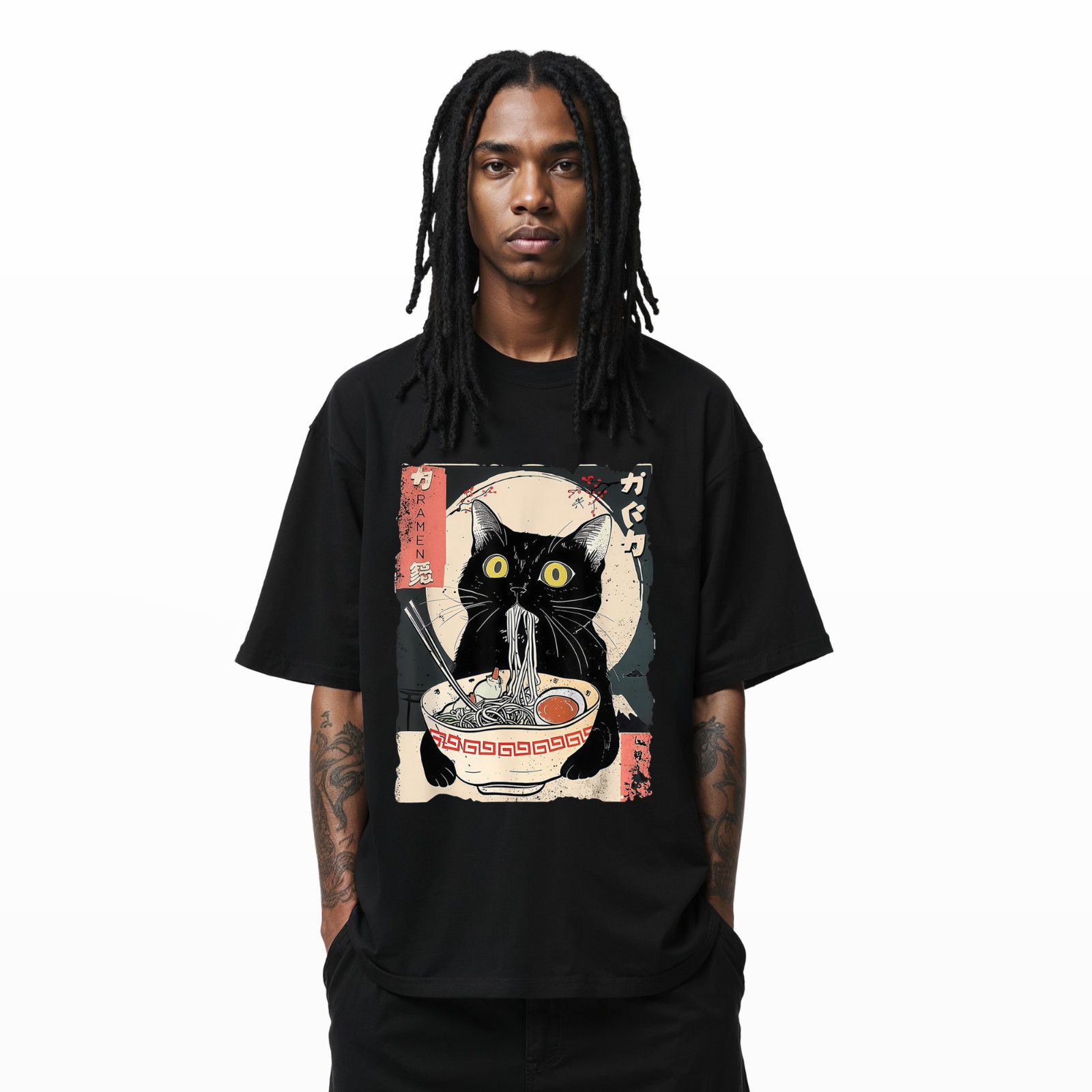 Black Cat Ramen T-Shirt – Japanese Noodle Bowl Graphic Tee A296 gallery
