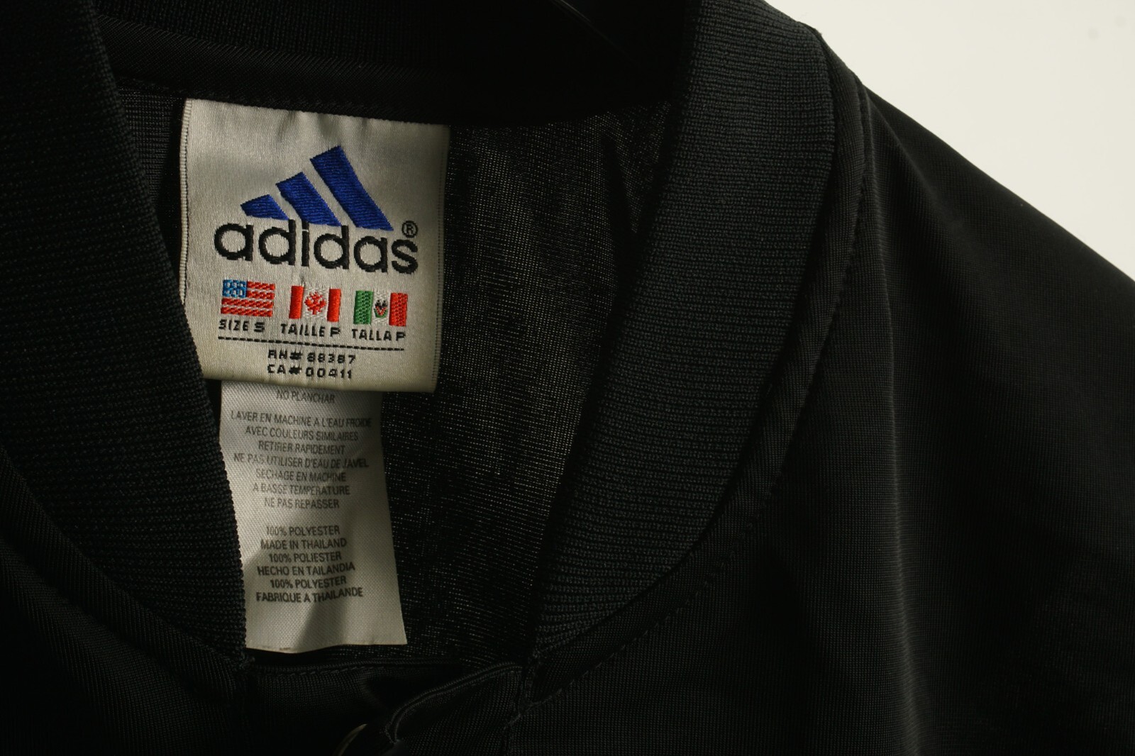 Vintage adidas Snap Front Satin Referee Shirt Mens Small Oversized Relaxed Black gallery