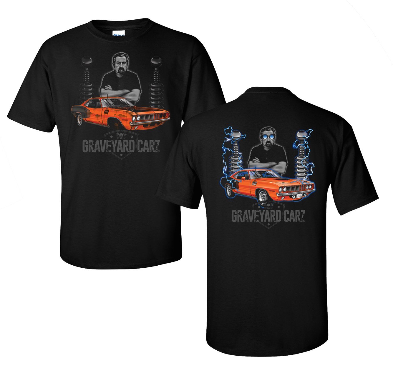 Graveyard Carz T-Shirt - Black w/ Orange 1971 Plymouth Hemi Cuda (Licensed) gallery