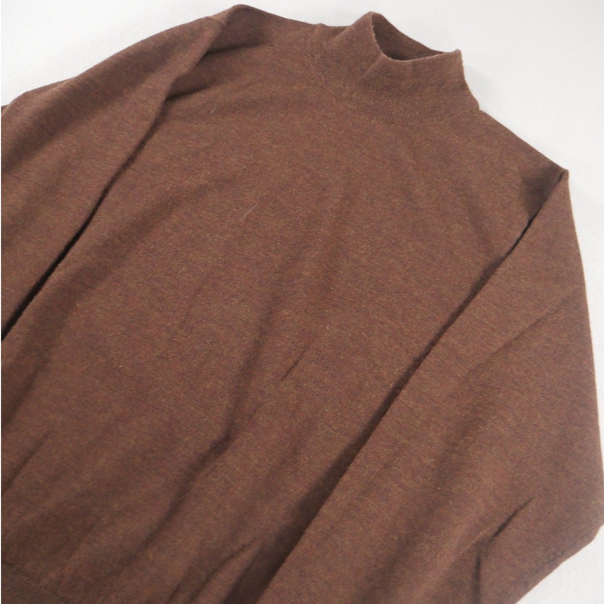 Jos A Bank Signature Collection Brown Sweater 100% Merino Wool Mock Neck Medium gallery