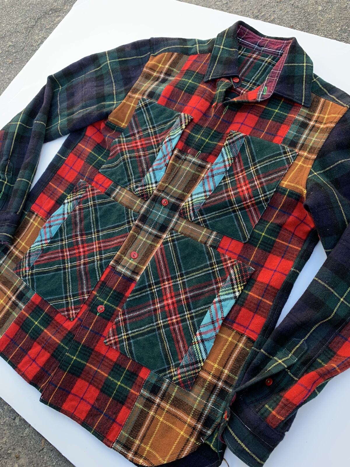 Comme Des Garçons Ganryu 2013 Fall/Winter Shirt Wool Rare Patchwork Flannel Sz S gallery