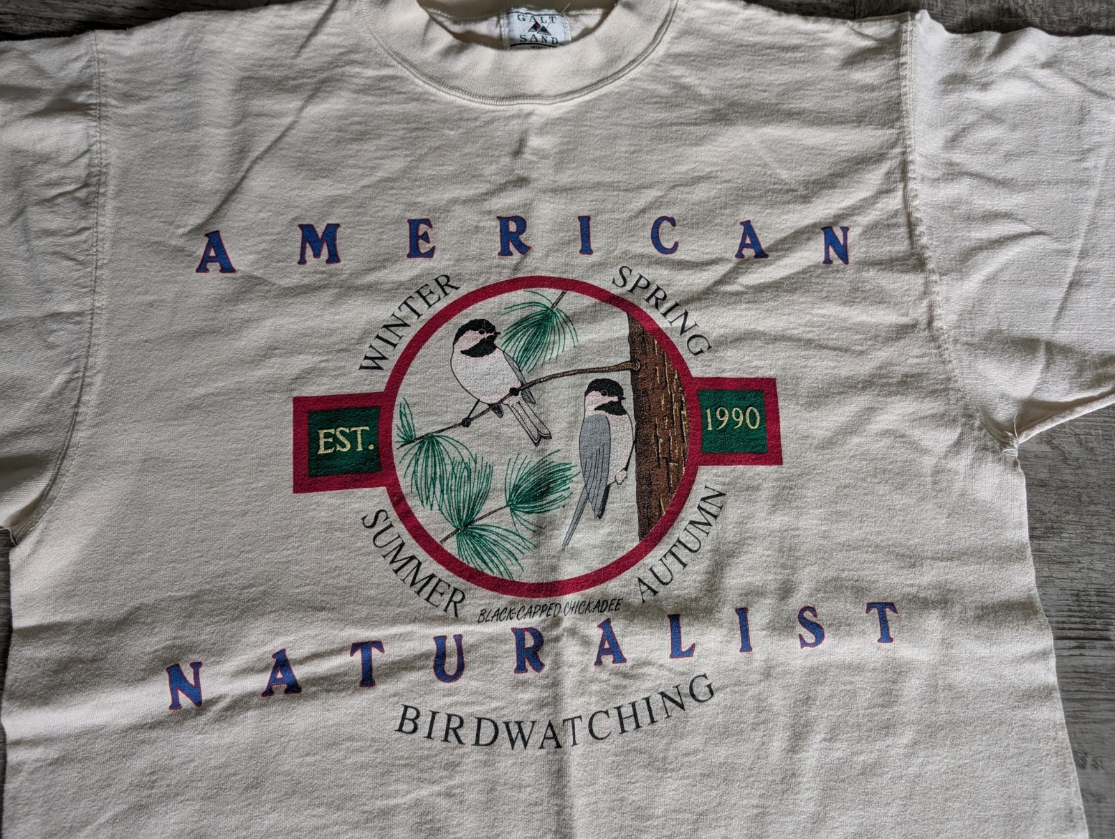 Vtg 90's Galt Sand American Naturalist Birdwatching Tee Shirt USA Made Size M gallery