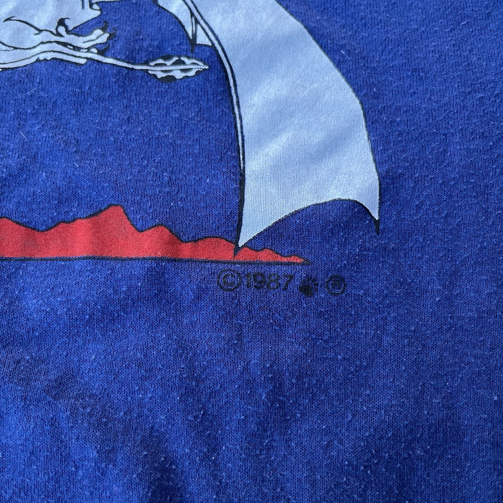 Vintage 80’s Champion Pterodactyl Dinosaur T Shirt Youth XL 18-20 Blue gallery