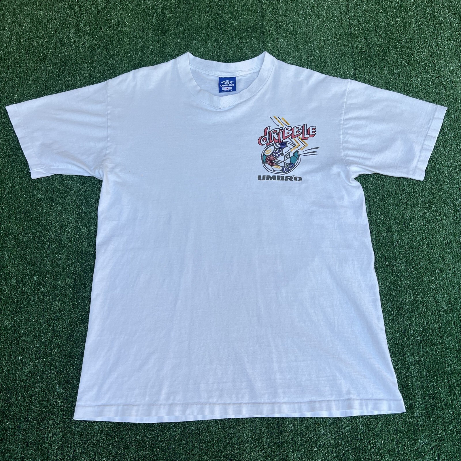 Vintage 90s Men's Umbro Trash Talk Soccer Dribble White T-Shirt XL AND 1 Style gallery